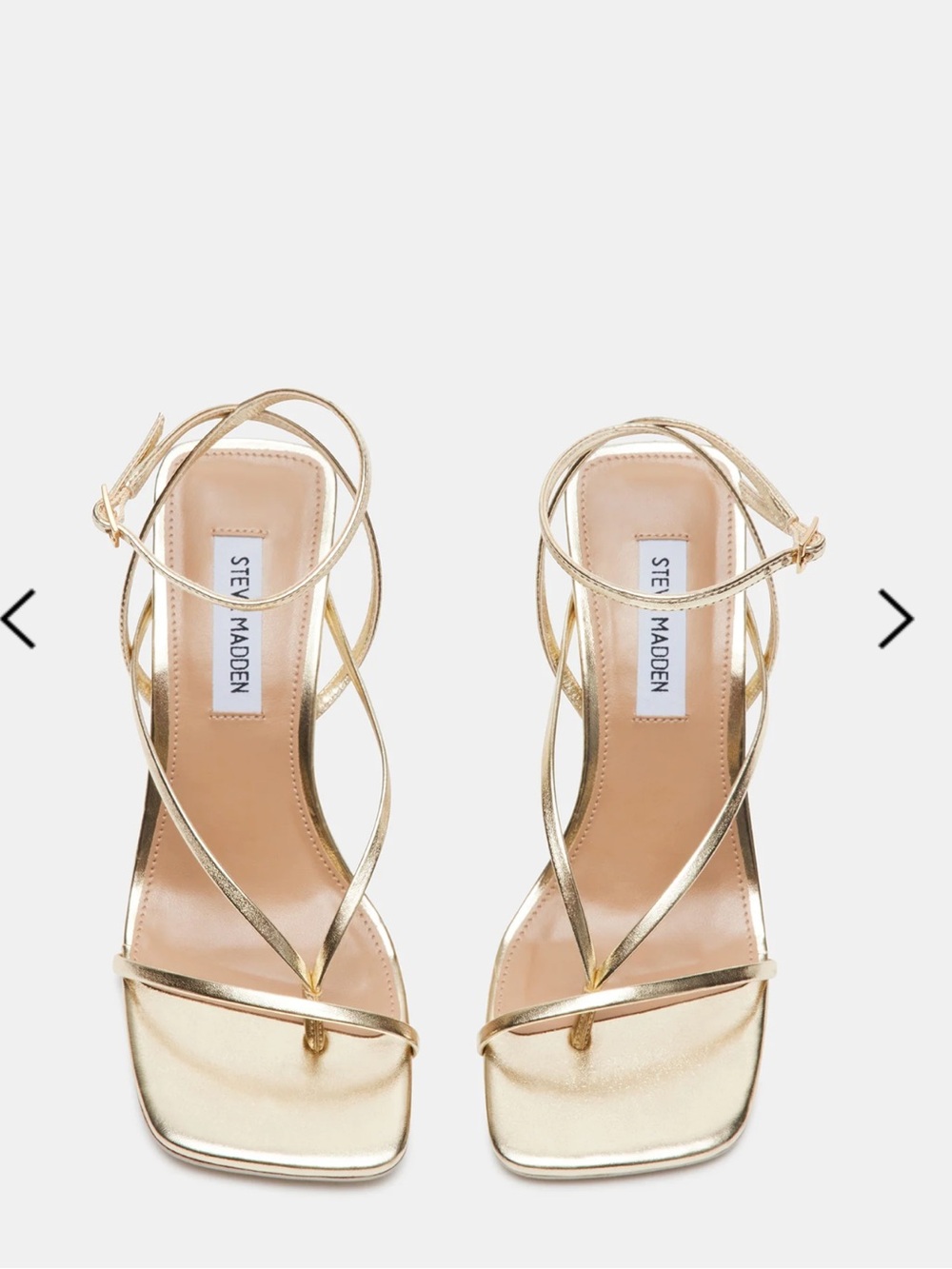 Steve Madden Annie Metallic Gold Strappy Ankle‑Tie Heels - Picture 4 of 8